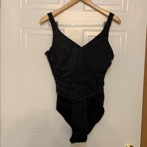 Miraclesuit black and polka dot Size 14D